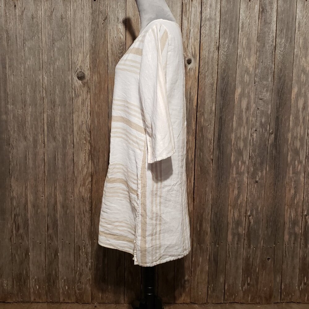 Soft Surroundings M Dress Calypso Breeze Linen Pockets Shift Minimalist Coastal - Picture 3 of 6